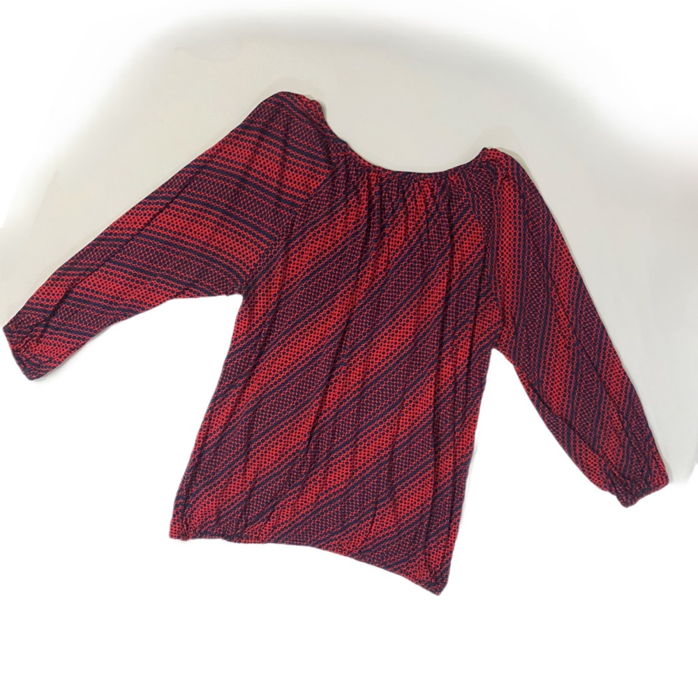 MICHAEL Michael Kors Women's Red with Navy Dot Print 3/4 Sleeve Top Size PM - Picture 4 of 16